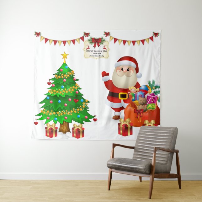 Photo Selfie Backdrop Christmas Personalize Text Tapestry (In Situ (Horizontal))