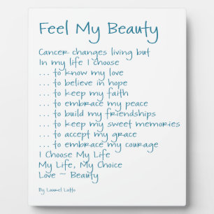 Photo Sentez ma beauté Cancer Inspiration Poème Plaque