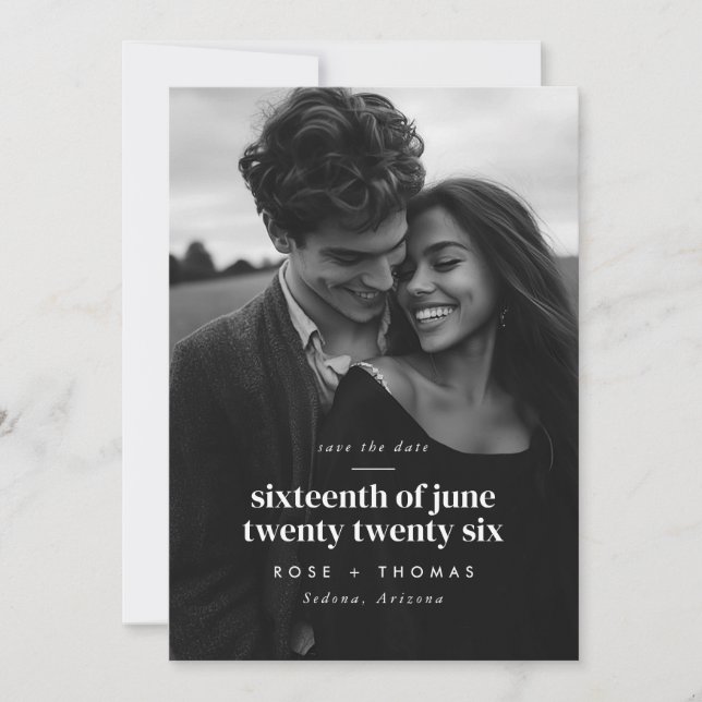 Photo Serif Script Save the Date (Front)