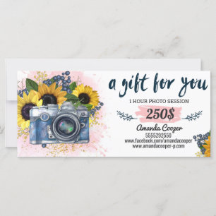 Photo session gift card Photography Gift Certific
