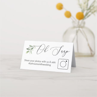 Photo Share Folded table card #hashtag greenery