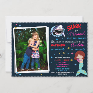 Photo Shark Mermaid invitation anniversaire Pool p