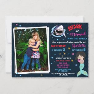 Photo Shark Mermaid invitation anniversaire Pool p