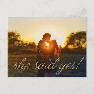 Photo "she said yes" Wedding Save the Date Postcard
