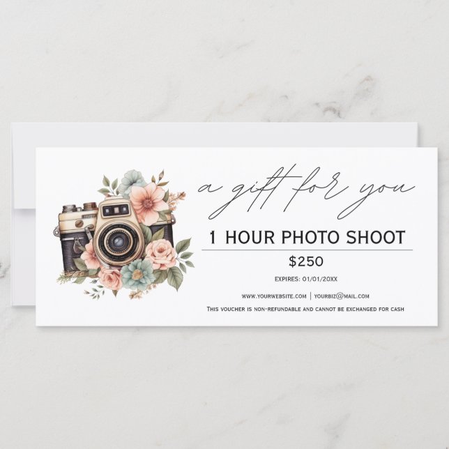 Photo shoot session voucher gift certificate  (Front)