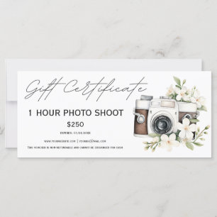 Photo shoot session voucher gift certificate
