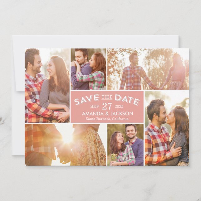 Photo Showcase Editable Colour Save The Date Card (Front)