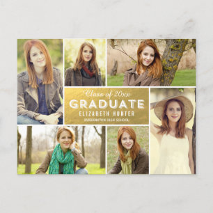 Photo Showcase Graduation Announcement GOLD Postcard