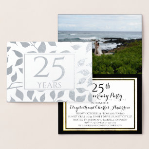 Photo Silver 25th Wedding Anniversary Invitation