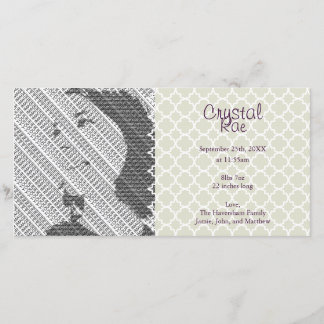 Photo Silver Baby Birth Announcement Photo Cards