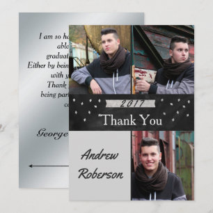 Photo Silver Graduation Thank You Card