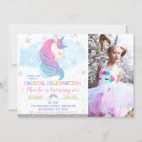 Photo Silver Winter Unicorn Rainbow Birthday