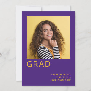 Photo simple 2022 Graduation Purple Faire-part