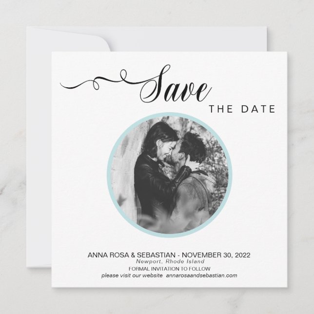 *~* PHOTO Simple Bleu Aqua  Faire-Part de Mariage  (Devant)