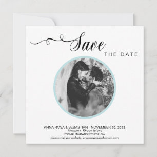 *~* PHOTO Simple Bleu Aqua  Faire-Part de Mariage 