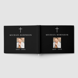Photo Simple Cross Celebration of Life Memorial Guest Book