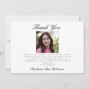 Photo Simple Modern Bereavement Funeral Thank You Card