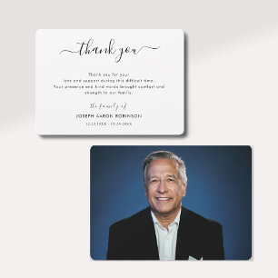 Photo Simple Modern Bereavement Funeral  Thank You Card