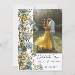 Photo Simple Modern Floral Wedding Invitation