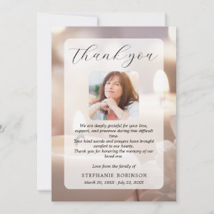 Photo Simple Modern Funeral Sympathy Memorial Thank You Card