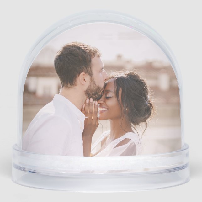 Photo Simple Modern Love Wedding Keepsake Couple Snowglobe (Front)