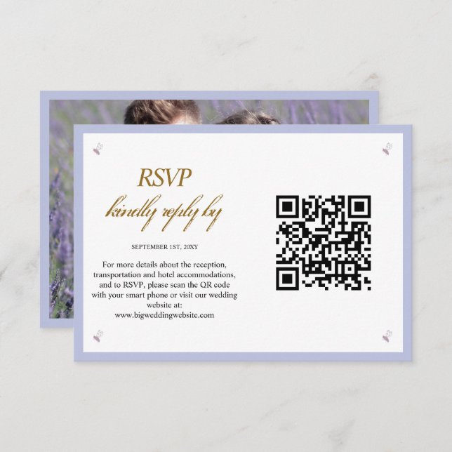 Photo Simple Modern QR Code Wedding Enclosure Card (Front/Back)