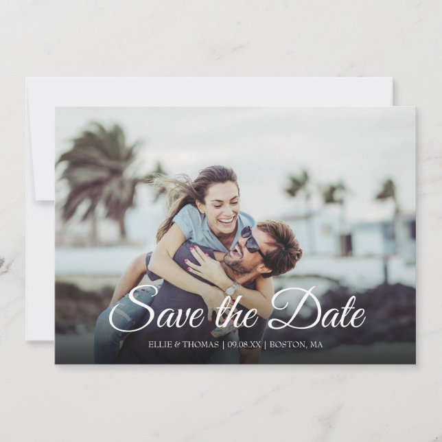 Photo Simple Save the Date Elegant Script Invitation (Front)