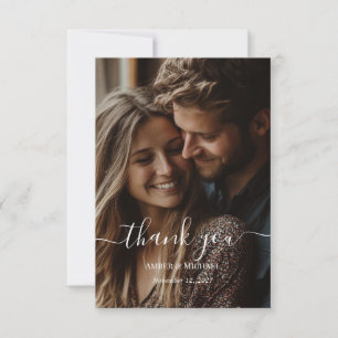 Photo Simple Script Modern Wedding Thank You Card