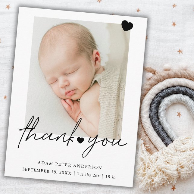 Photo Simple Thank You Birth Announcement Postcard (Creator Uploaded)