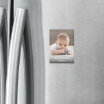Photo & Simple White Text Stylish Modern Keepsake Magnet<br><div class="desc">Give the gift of special memories with a stylish custom photo rectangular magnet. This template is set up for a baby, but is easy to personalize with a family, friend or pet's name, a wedding couple's monogrammed initials, or any wording of your choice. The colours and font style can also...</div>