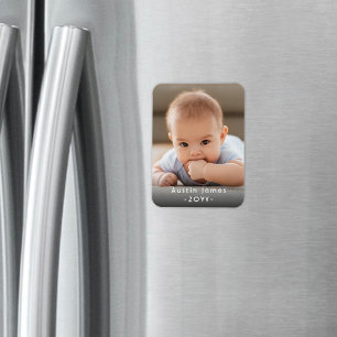 Photo & Simple White Text Unique Modern Keepsake Magnet