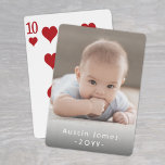 Photo & Simple White Text Unique Modern Keepsake Playing Cards<br><div class="desc">Share a favourite picture on game night with elegant custom photo playing cards. This template is set up for a baby, but is easy to personalize with a family, friend or pet's name, a wedding couple's monogrammed initials, or any wording of your choice. The colours and font style can also...</div>