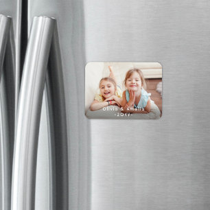 Photo & Simple White Vintage Typography  Keepsake Magnet