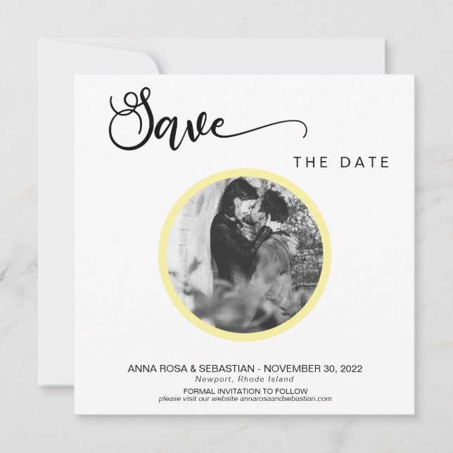 *~* PHOTO Simple Yellow Boho Wedding Save The Date (Front)