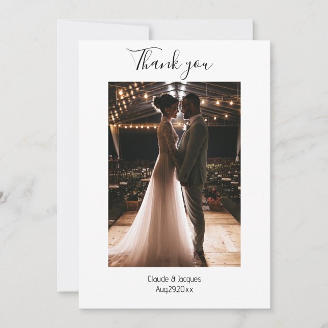 Photo Simplistic Eucalyptus Wedding Thank You Card (Front)