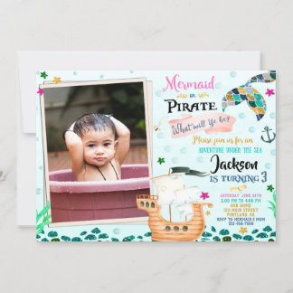 Photo Sirène et Pirate invitation d'anniversaire