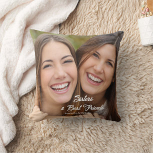 Photo Sisters Best Friends Throw Pillow