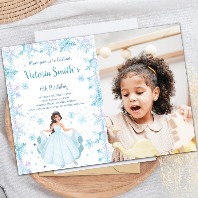Photo Snow Falk Princess Birthday Invitations (Photo Snow Falk Princess Birthday Invitations)