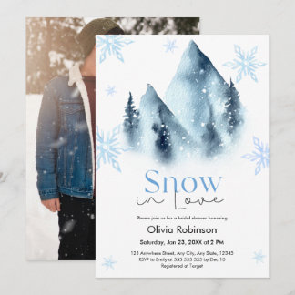 Photo Snow in Love Winter Snowflakes Bridal Shower Invitation