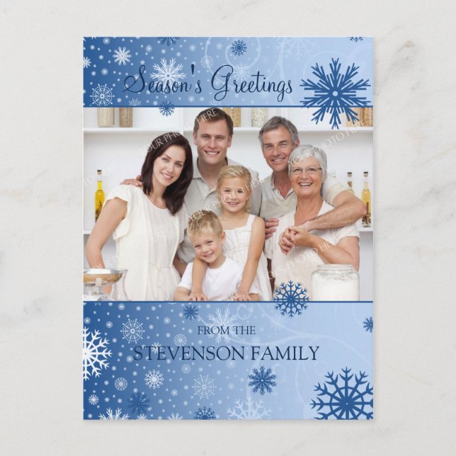Photo Snowflakes Season's Greetings Postcards (Front)