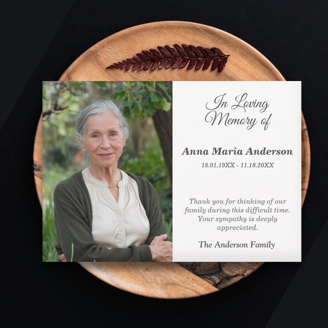 Photo Sober Funeral Thank You Card (Photo Sober Funeral Thank You Card)