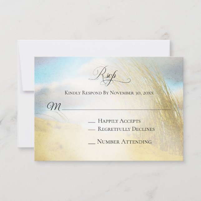 *~* Photo Soft Dune Beach Grass -  Wedding RSVP Card (Front)