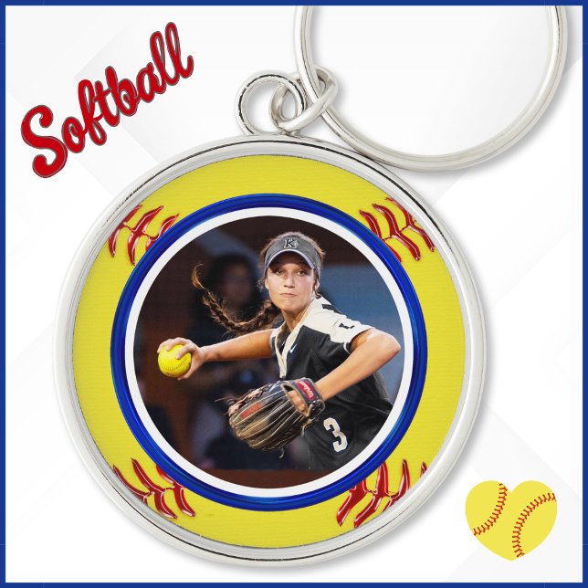 PHOTO, Softball Senior Day Gift Ideas, Softball  Keychain (Personalized softball keychains with Photo. Softball senior night gifts. Softball senior day gifts.)