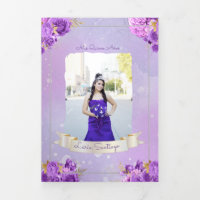 Photo Spanish Pearl and Purple Roses Quinceanera
