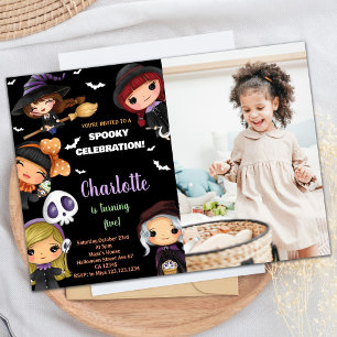 Photo Spooky Dolls Halloween Birthday Invitations
