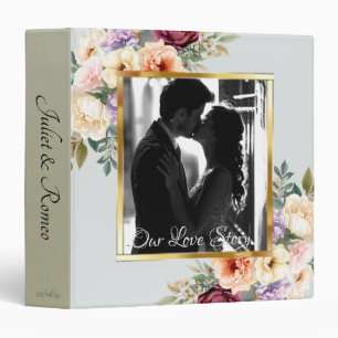 Photo & Spring Floral Wedding Album - Pearl White Binder