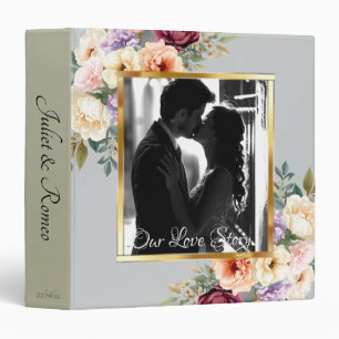 Photo & Spring Floral Wedding Album - Silver Binder