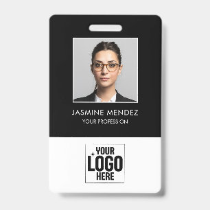 Photo Square Logo Employee QR Code Barcode ID Badge