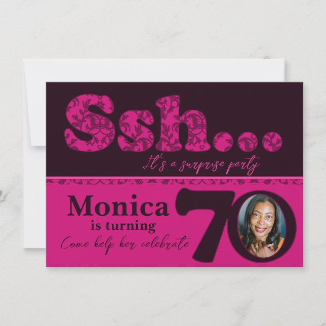 Photo ssh surprise pink 70th birthday invite (Front)