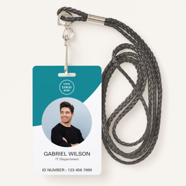  Photo Staff Employee ID l Corporate Company Logo Badge (Front with Lanyard)